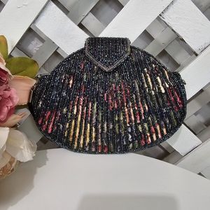 Vintage Hashimoto Beaded Floral Crossbody Handbag